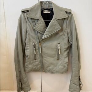 Balenciaga Leather Motorcycle Jacket Early 2000s Nicolas Ghesquière Gray Size 38